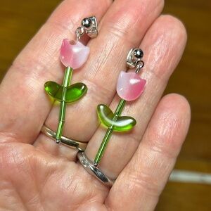 3/$25 Pink Tulip Dangle Earrings